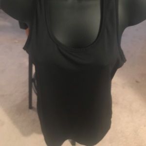 Sleeveless black workout top